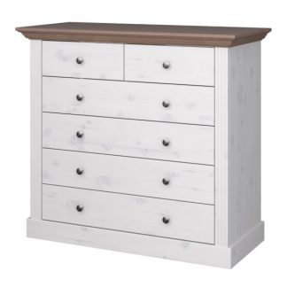 Komoda monaco 2+6 sosna bielona/stone