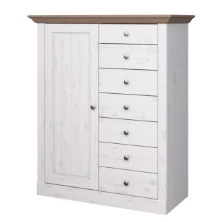 Monaco romantyczna komoda 1+7 sosna bielona/stone