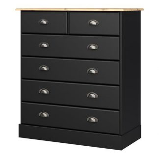 Komoda nola 6s czarna/sosna lakierowana