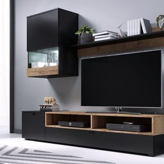 Meblościanka amy czarny mat/dąb lefkas