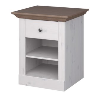 Romantyczna szafka nocna monaco sosna bielona/stone